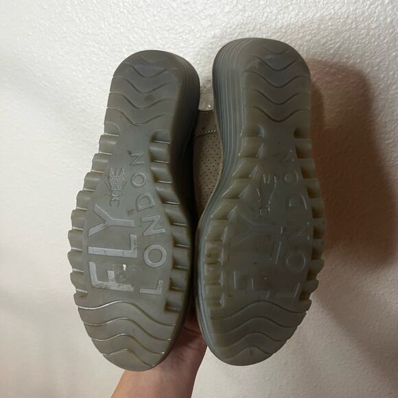 Fly London Yuta Wedge Sandals Taupe Perforated Lace-Up Open Toe 40 / US 9.5-10 - Picture 6 of 8